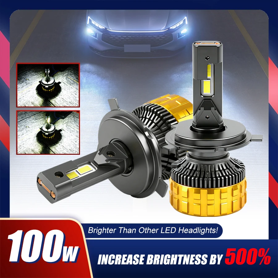 

2pcs 100W Canbus LED Car Headlights H4 LED H7 LED with cooling fan H11 9005 HB3 9006 HB4 9012 High Low Beam Car LED Front Lamp