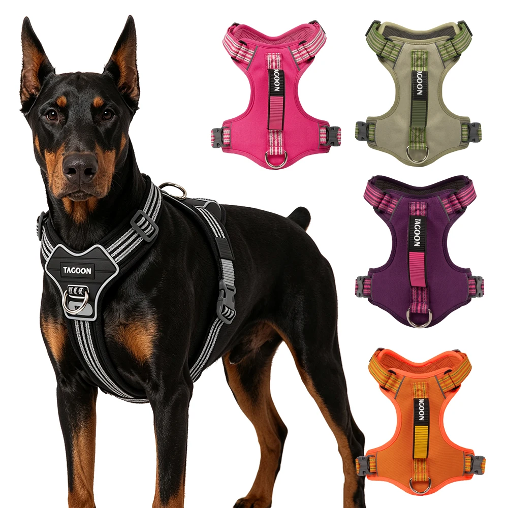Starkes Hundeweste-Geschirr mit Griff, reflektierend, kein Ziehen, Brustgurte für Haustiere für kleine große Hunde, Outdoor-Walking-Trainingszubehör – Detail 2