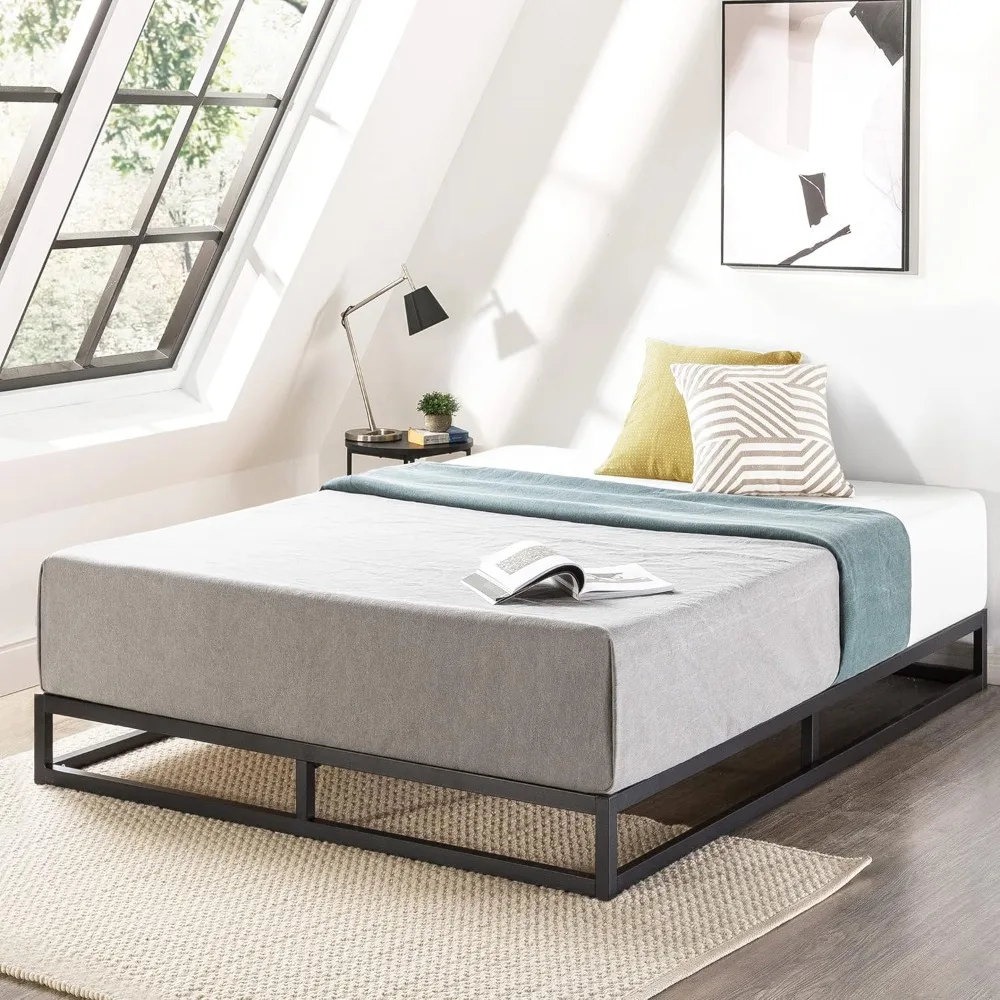 

Modernista Low ProfileMetal Platform Bed Frame with Wooden Slat Support Mattress Foundation