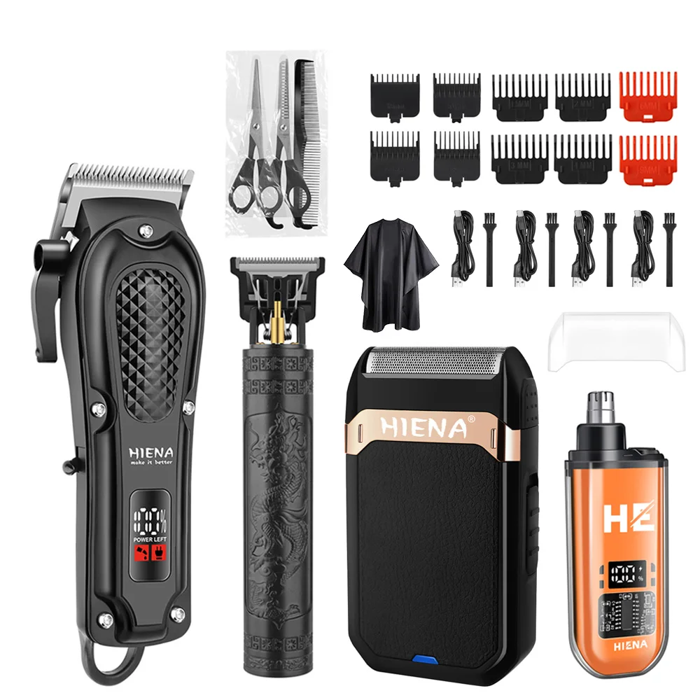 

Триммер для волос для мужчин, комплект из 3 предметов, машина для стрижки бороды, беспроводной светодиодный дисплей, перезаряжаемые профессиональные электрические машинки для стрижки волос