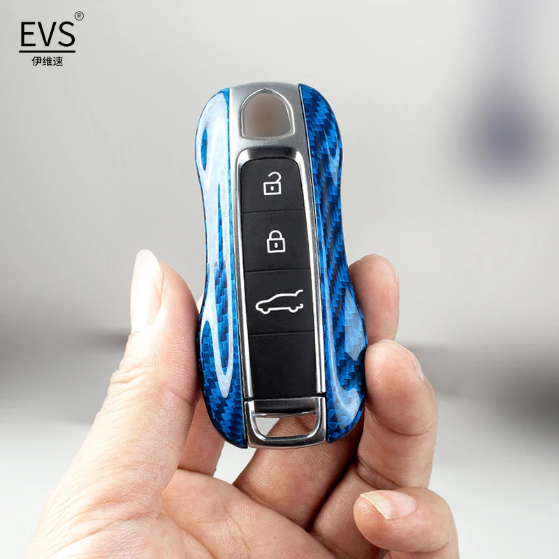 Carbon Fiber Car Key Case Fit for Porsche 911, Cayenne, Panamera, TAYCAN Smart Remote Shell, Auto Car Remote Accessory