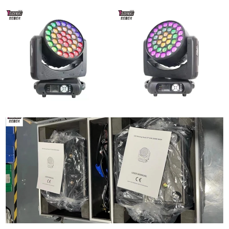 2 pieces with case LED Wash Moving Head Light 37x15W RGBW 4in1 Zoom Pixel Control Stage led moving head beam Lighting