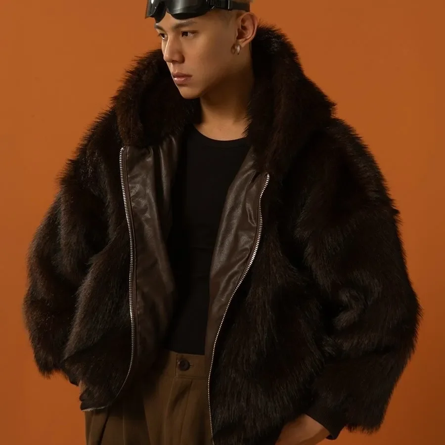 Harajuku American Trend Fur Collar Hoodie Anti Cold Cotton-padded Jacket Warm Loose Fleece Jackets Trendy Women Thick Coats