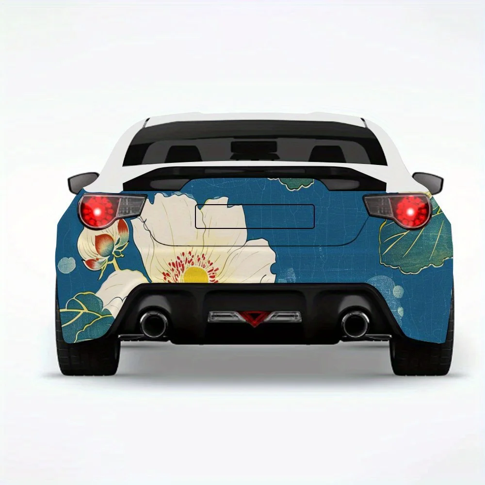 

Japanese Style Flower Art Car StickerVinyl Decal for Car Rear, Waterproof Self-Adhesive Vinyl Stickers for Vehicle Tail & Bumper