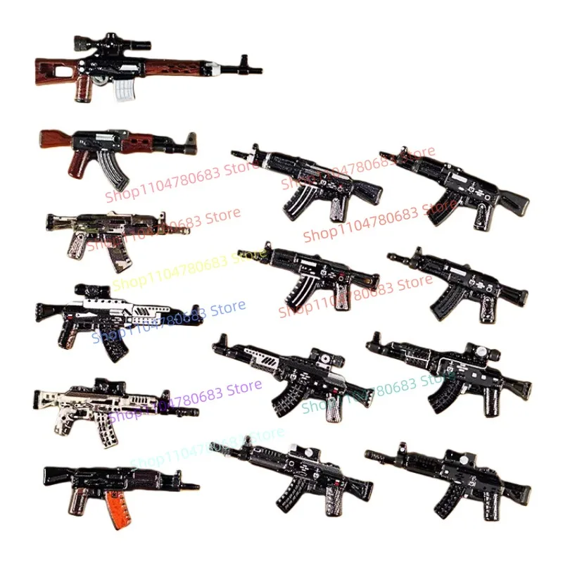 MOC اللبنات شخصية صغيرة مسدس بندقية AK ملحق التجمع نموذج عرض أنيمي ديكور لعبة هدية عيد هواية تحصيل #1