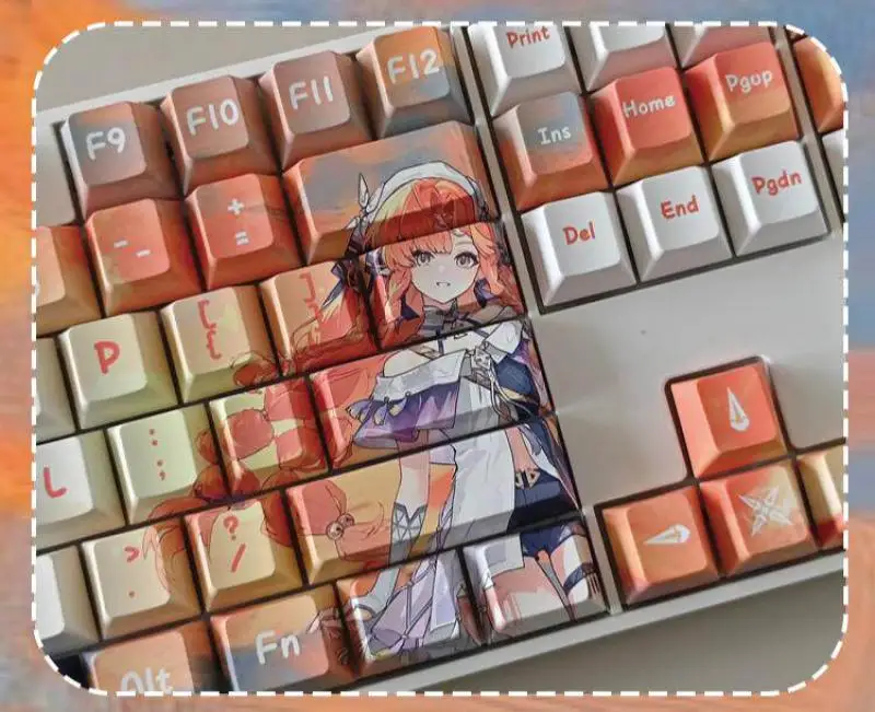 Anime Wuthering Waves Siglka PBT 128 Tastenkappen Cosplay-Requisiten Seitengravierte Mechanische Tastenkappen Gaming-Tischzubehör – Detail 5