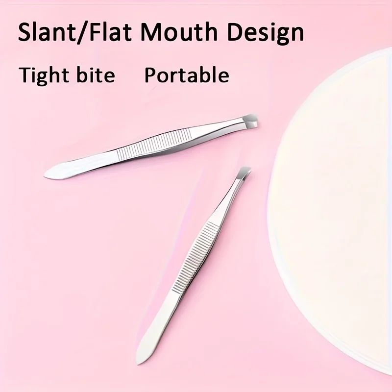 Professional Stainless Steel Eyebrow Tweezers Flat Tip Precision Grooming Tool for Eyebrow Shaping & Hair Removal Beauty Tool