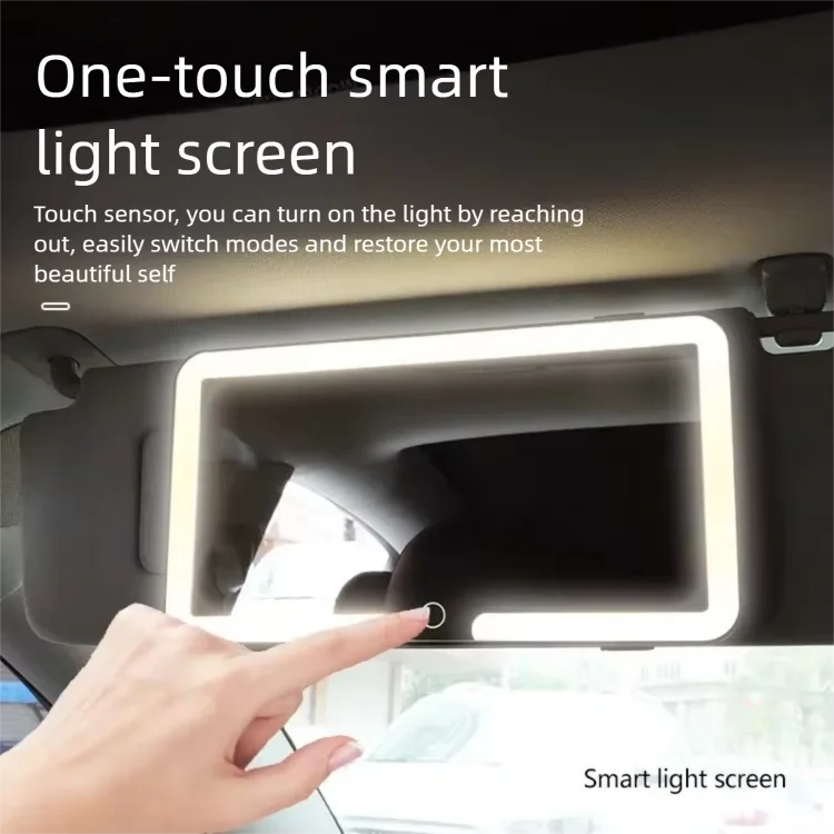 Car Interior Mirrors Sun Visor Plate LED HD Makeup Mirror for Girls Women Rechargeable Fill Light Universal Thin Vanity Mirror