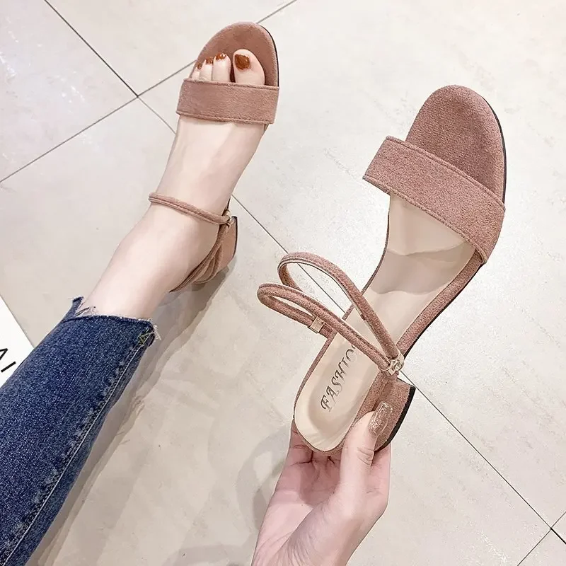 New Women Sandals Chunky Heels Slides Slippers Summer Girl Elegant Shoes Woman Plus Size 42 Female Fashion High Heeled Sandals