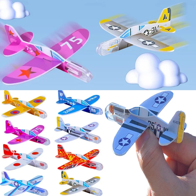 10 Stücke Mini DIY Schaum Flugzeug Segelflugzeuge Hand Werfen Fliegen Spiel Kinder Party Gefälligkeiten Outdoor Starten Kämpfer Spielzeug für Kinder – Detail 2