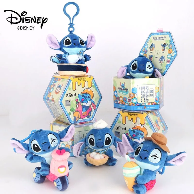 Genuine Disney Lilo & Stitch Blind Box Doll Bear Plush Doll Backpack Book Bag Keychain Small Pendant For Girl Gift Play Series