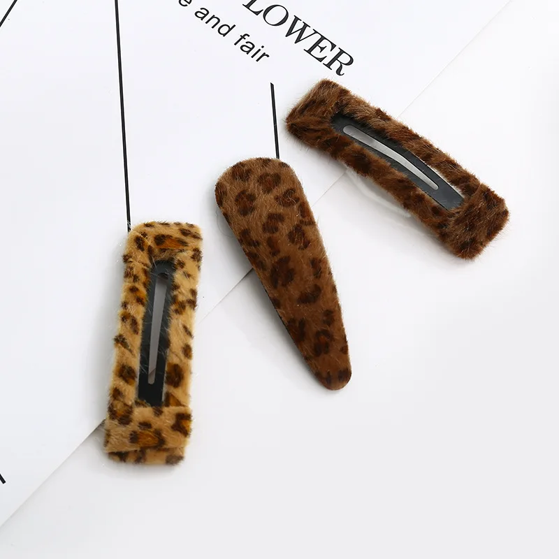 Leopard Print Hair Pin Women\'s Plush Fringe Clip Headdress BB Clip Hairpin