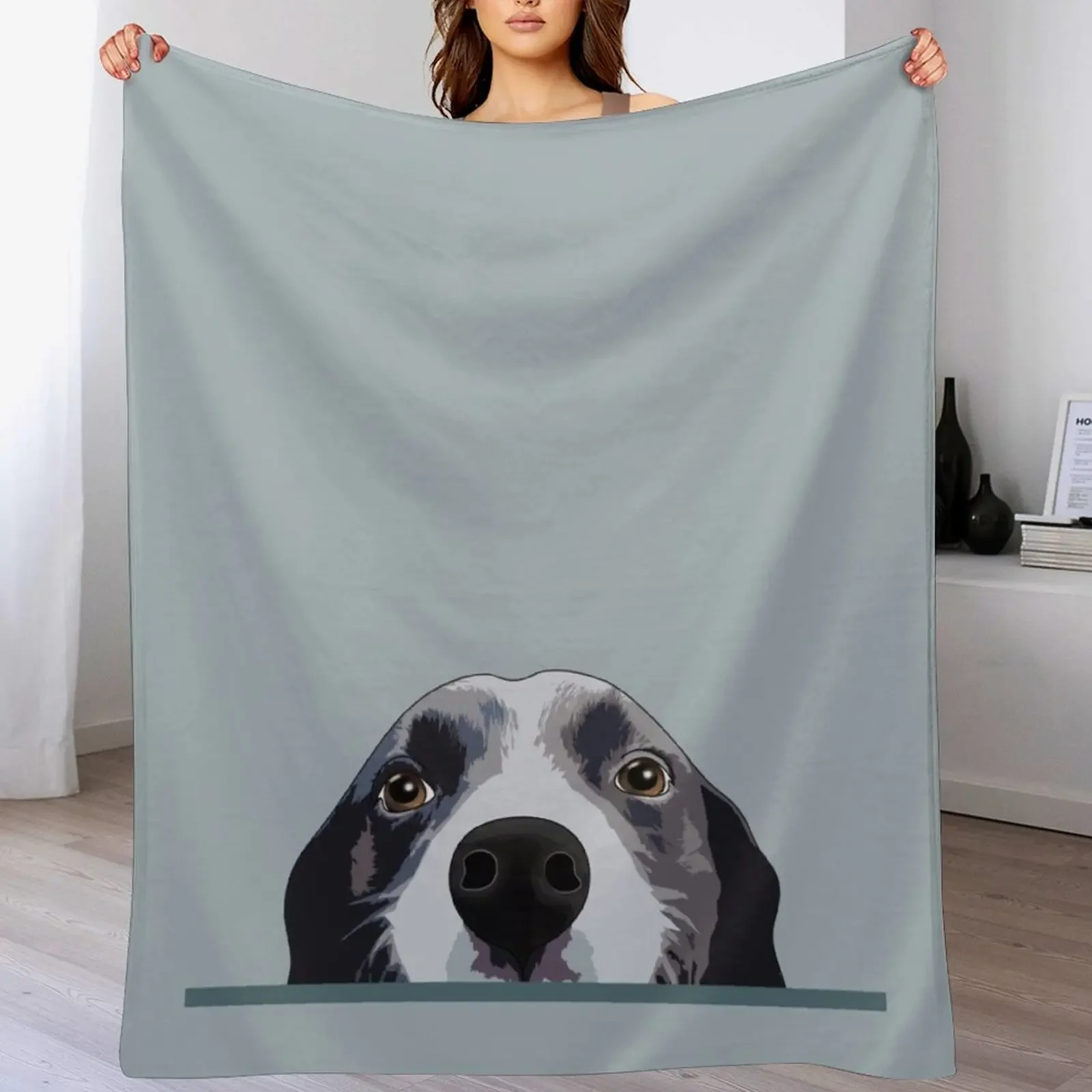 Border Collie Peeking, Border Shirt, Gift, Lover Throw Blanket Luxury Throw Stuffeds Blankets