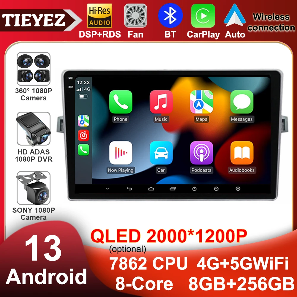 Android 13 autoradio per Toyota Verso R20 2009 - 2018 lettore Video multimediale navigazione GPS 4G Wireless Carplay Auto RDS