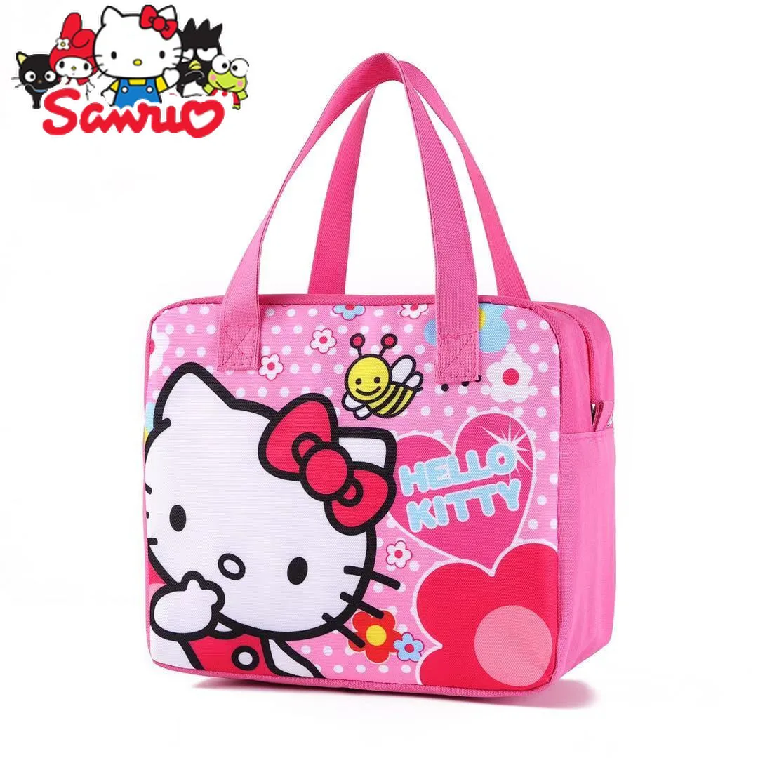 MINISO Melody Kuromi Hello Kitty Cinnamoroll Pochacco Lunch Box Bag Casual Oxford Shopping Student Handheld Tuition Book Bag