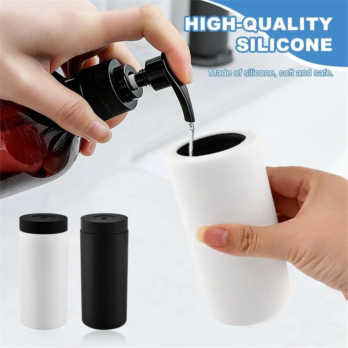 Time Saving 2pcs Silicone Dishwashing Soap Dispenser,Leakproof Dish Detergent Dishwashing Liquid Dispenser for Kitchen and Bathr