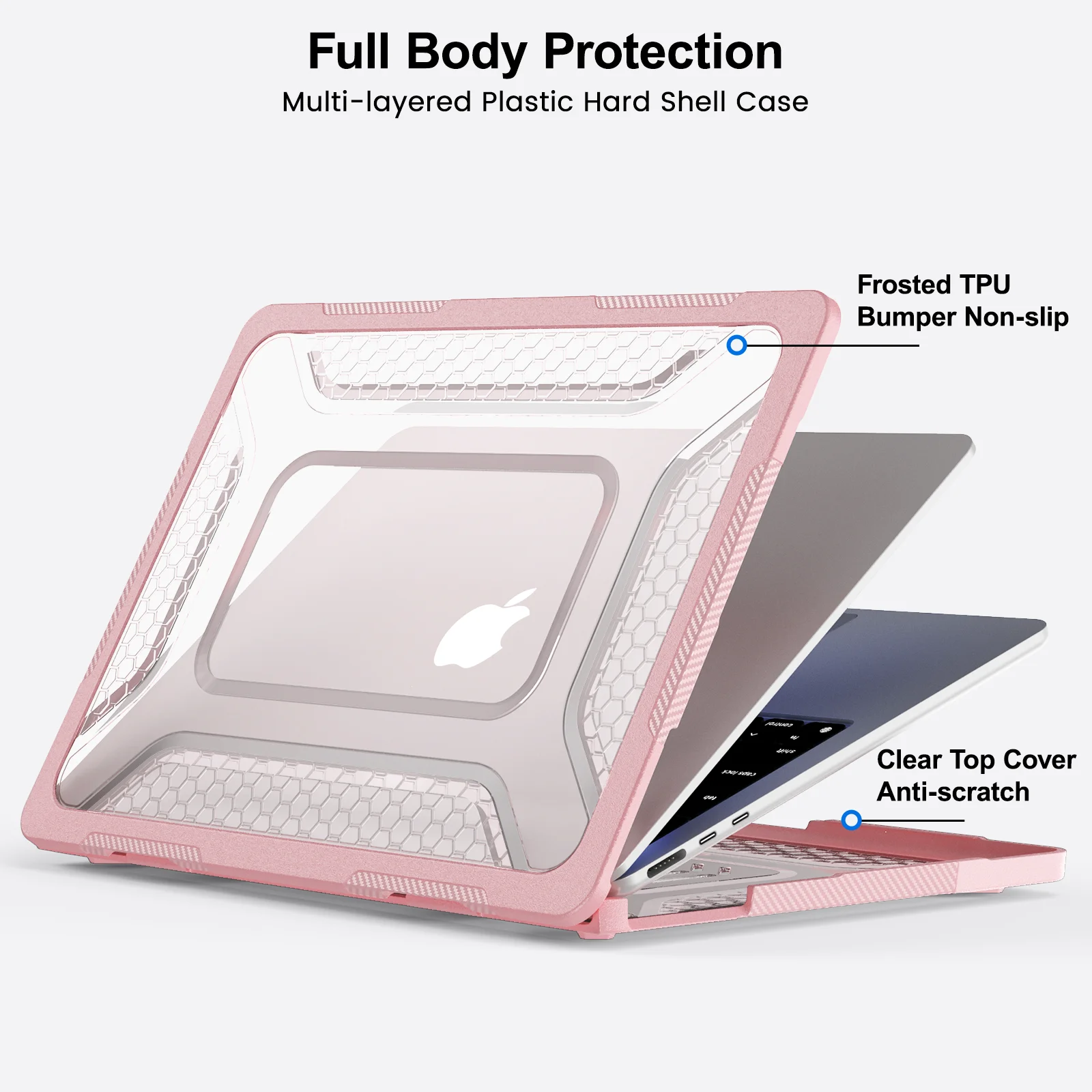 Anti-Slip Clear Laptop Case for Mac Book Air 13.6 2026 2025 2024 2022 M5 A3449 M4 A3240 M3 A3113 M2 A2681 Kickstand Cover Shell