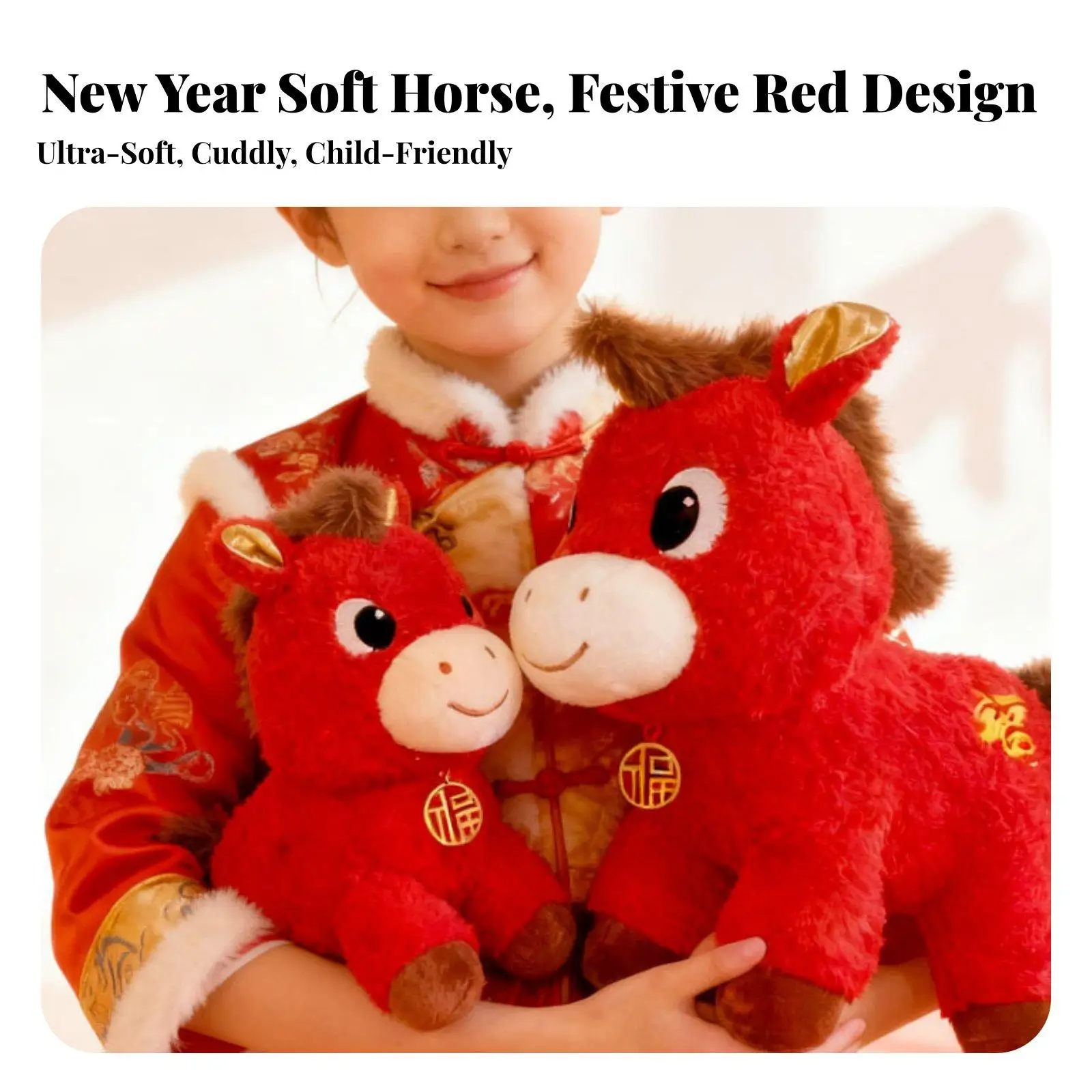 Horse Year Stuffed Toy Symbol Toy Great Gift Horse Year Stuffed Toy Cuddly Toy Soft Textile for Clients, Friends, Spring