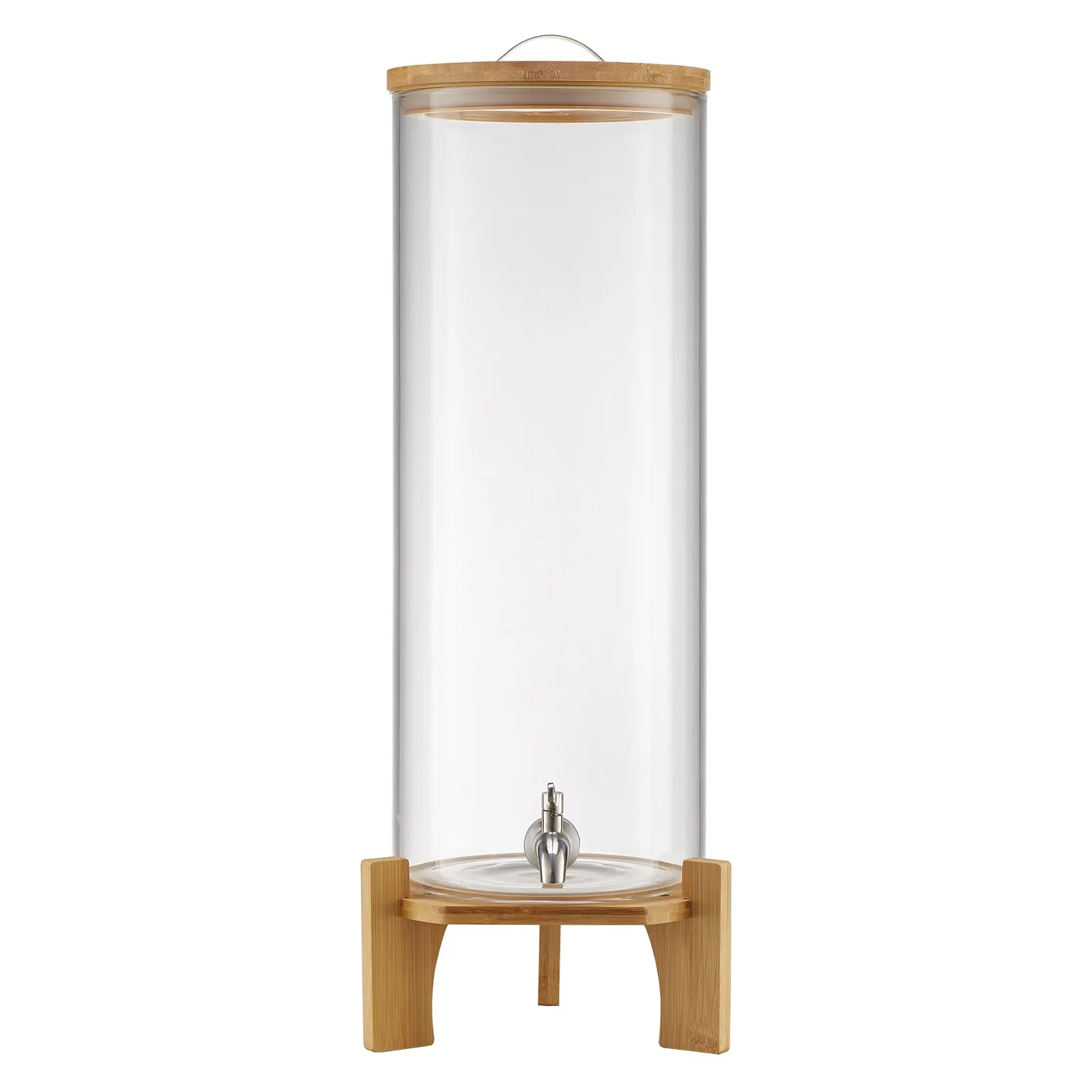 

Beverage Dispenser, 3.5 Gallon Drink Dispensers For Parties, Glass Juice Dispenser With Wood Stand, Stainless Steel Spigot,