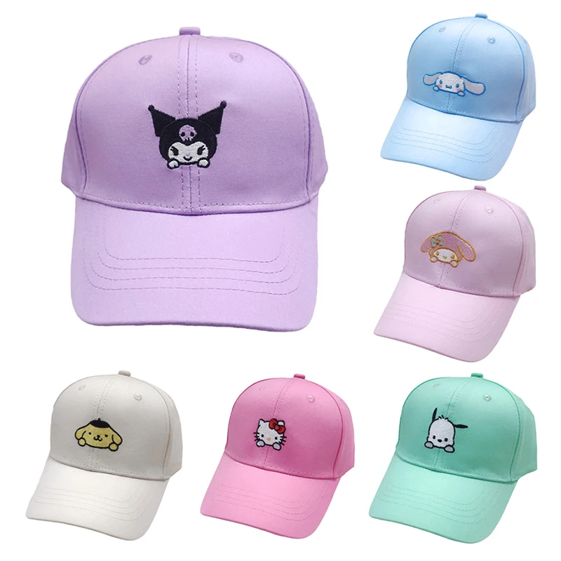 Kawaii Kitty Kuromi Cap Cute Cartoon Embroidery Kids' Baseball Cap Outdoor Sports Sunscreen Sun Hat Breathable Adjustable Cap