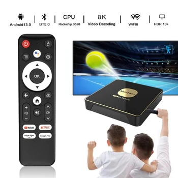 Mortal T3 Android TV13 8K HDR10 Smart TV Box Wifi 6 Media Player Rockchip 3528 4GB64GB Grande memória Bluetooth Chromecast TV Box
