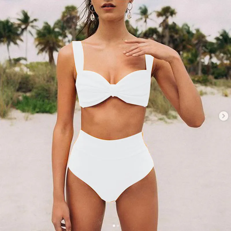 Sexy High Waist Bikinis 2023 New Halter Swimwear Women Swimsuit Female Bikini Set Print Bodysuit Bathing Suit Summer Biquini