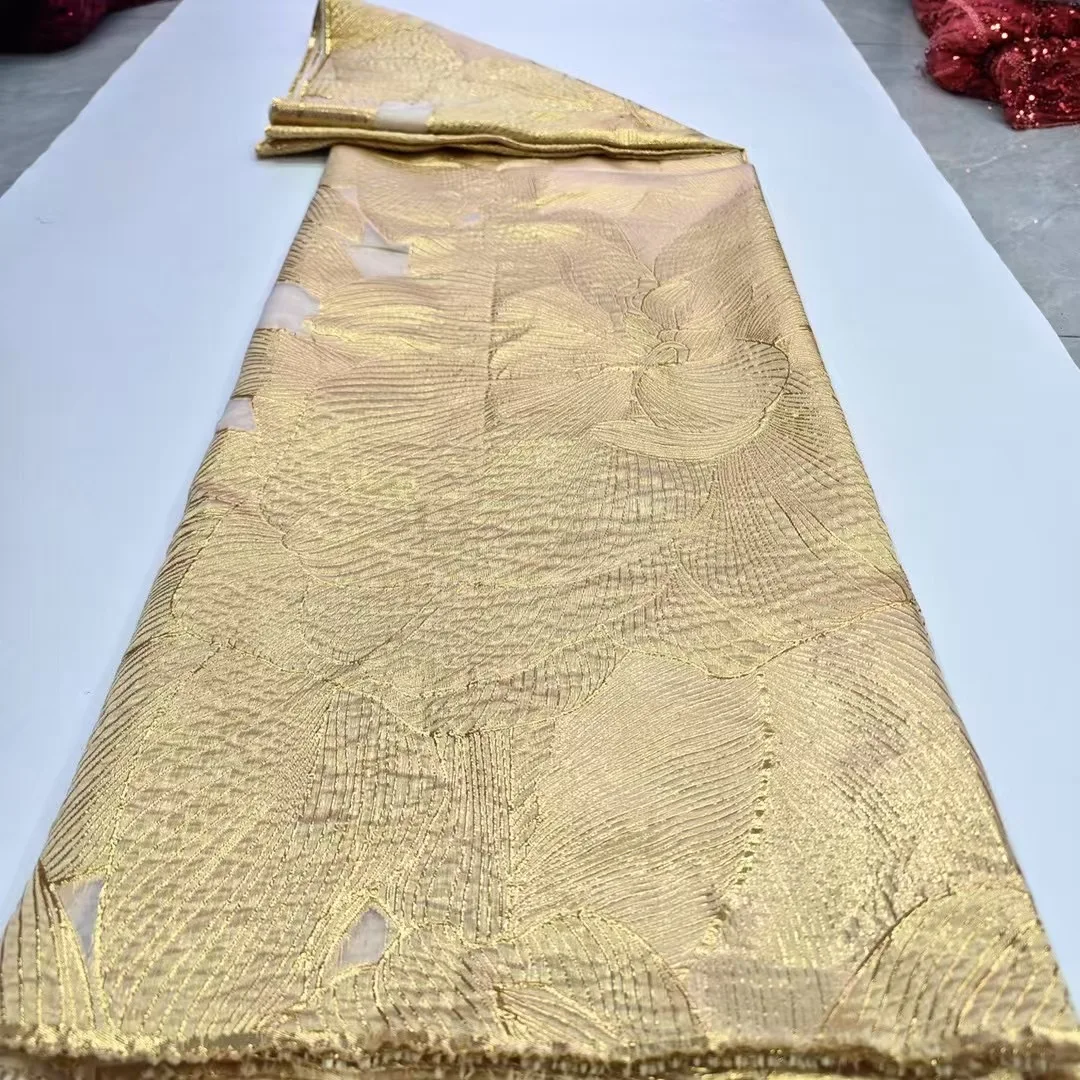 

Luxury African Jacquard BrocadeDemask Lace Fabric French NIgeria Organza Lace Fabric for Party Dress Sewing Material AHD6360