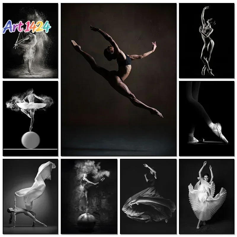 Black and White Ballet Girl Dancer Dancing Posters Canvas Painting and Prints Dance Wall Art Picture for Living Room Home Decor