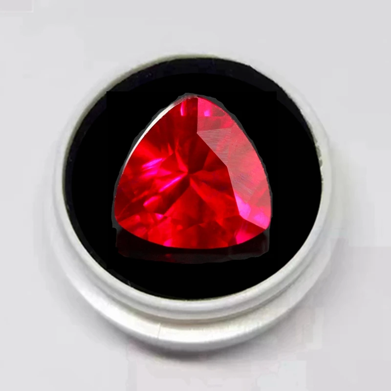 Unheated 10.50 Cts Pigeon Red Ruby Sapphire 10x10.0mm Trillion Faceted Cut AAAAA VVS Loose Gemstone For Jewelry Making