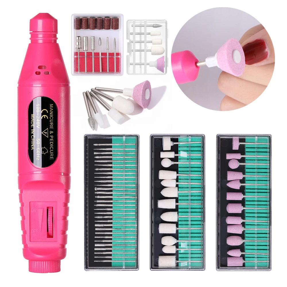 1 Set Professional Electric Manicure Nail Drill Pen Pedicure File Machine Polishing Tool Nail Art Care Milling Cutter