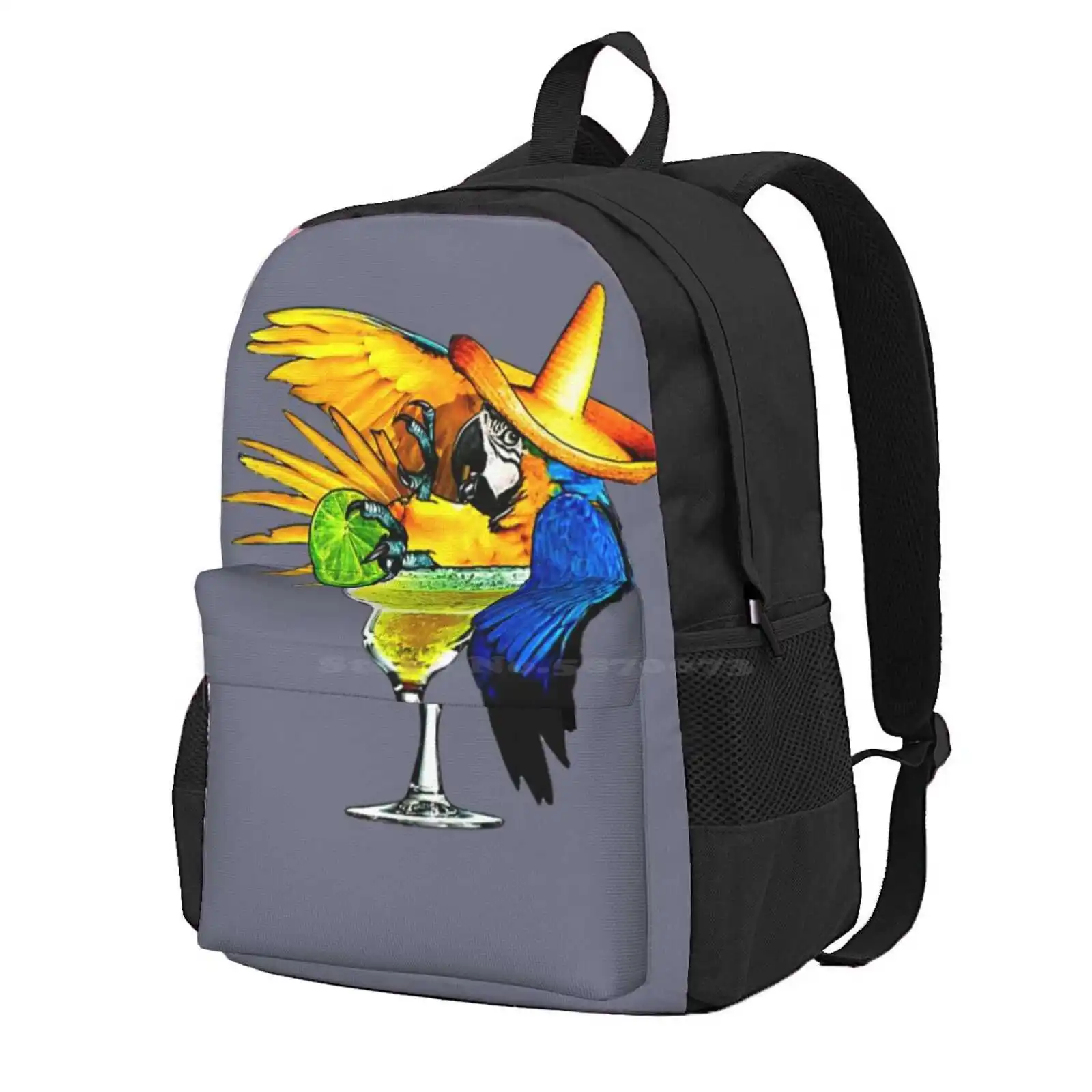 Parrot Drinking Tequila Hot Sale Schoolbag Backpack Fashion Bags Jimmy Buffett Beach Margaritaville Surfing Shark Tropical