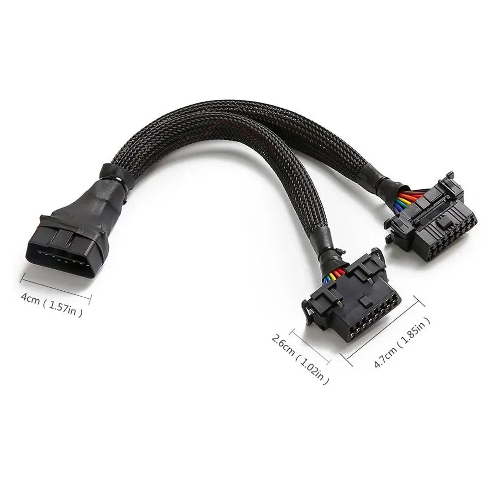 OBD2 Splitter 16 Pin OBD II Splitter Extension 1x Male and 2X Female Extension 30cm Car Code Readers OBD Adapter Cable