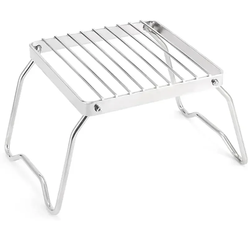 Outdoor Stainless Steel Stove Holder Camping Portable Folding Mini Barbecue Rack Set Pot Holder Baking Tray Holder