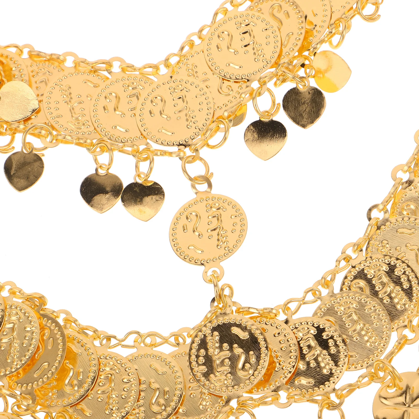 Maska do tańca brzucha z złotymi monetami, lekka, oddychająca, idealna na występy sceniczne, do stroju tribalnego lub arabskiego.