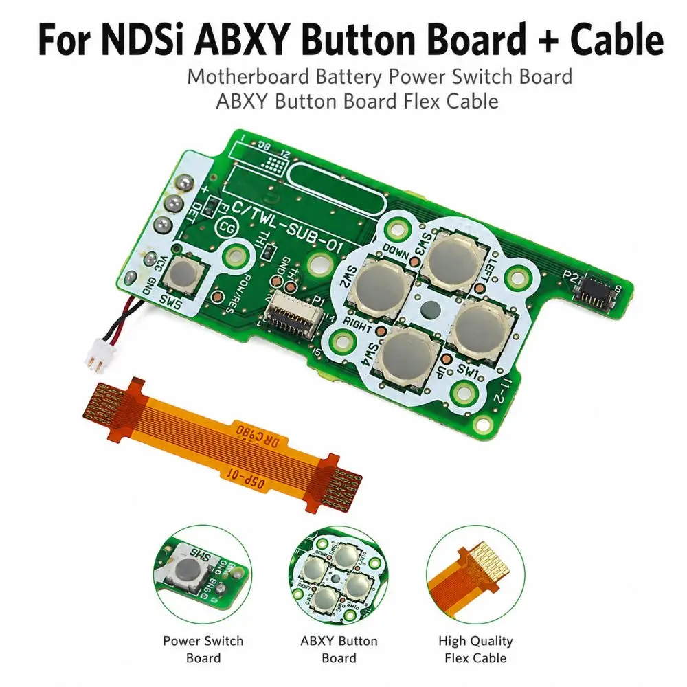 DIY Power Switch Board Flex Cable Spare Parts Direction Key Button Console Parts ABXY Buttons Board for NDSI Console Repair