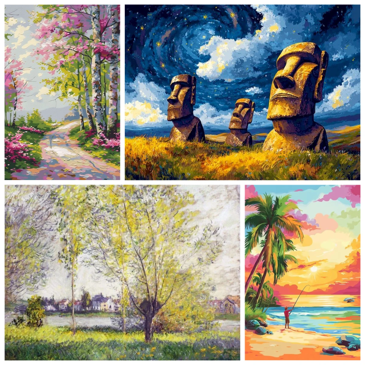 

Набор для цифровой живописи для взрослых, набор для ручной росписи на холсте «сделай сам», пейзаж, цветочный домашний декор, художественный подарок, цифровая раскраска