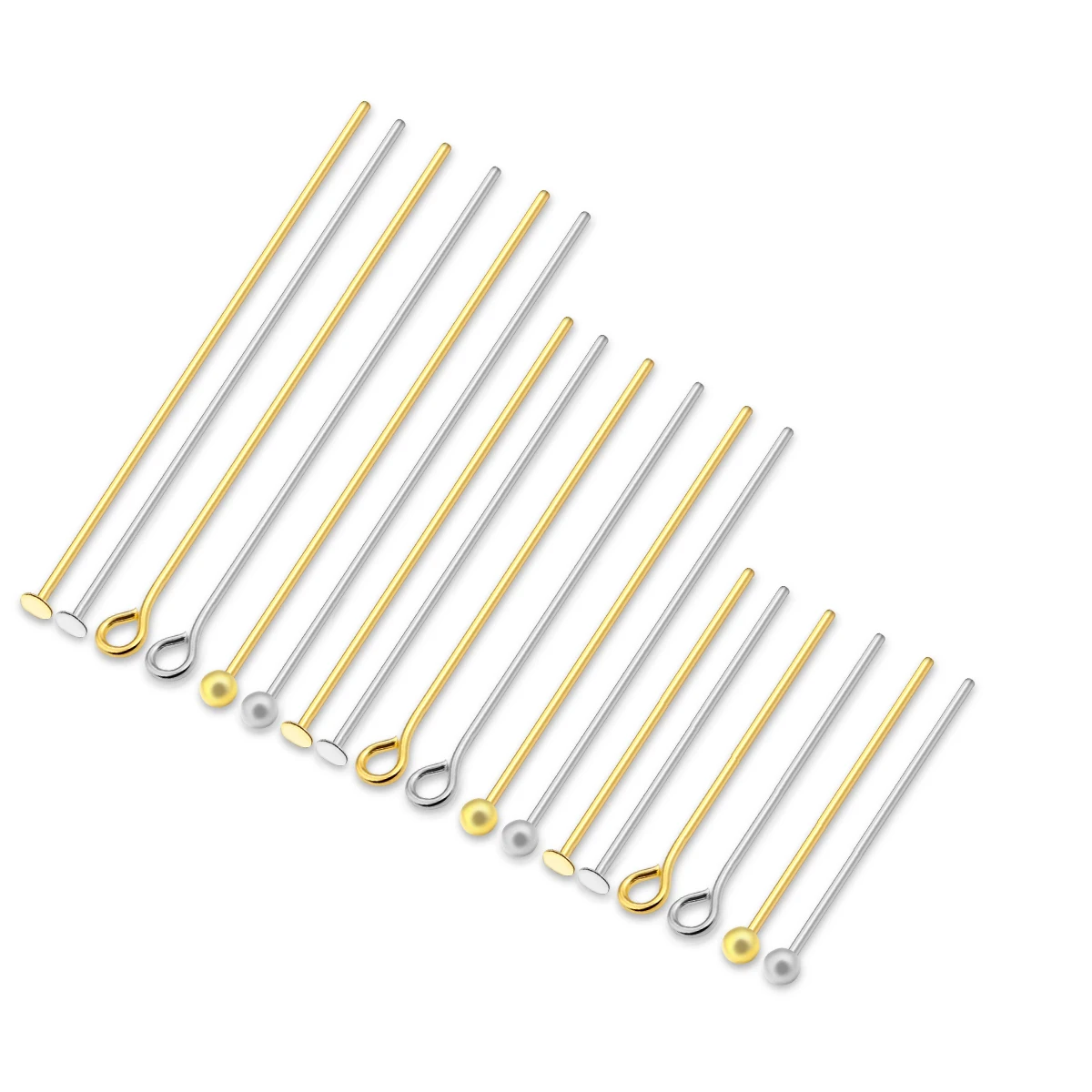 50-100Pcs Multisize Stainless Steel Flat Head Pins Eye Pins Plated Gold Ball Head Pin DIY Bracelet Earrings Jewelry Accessories