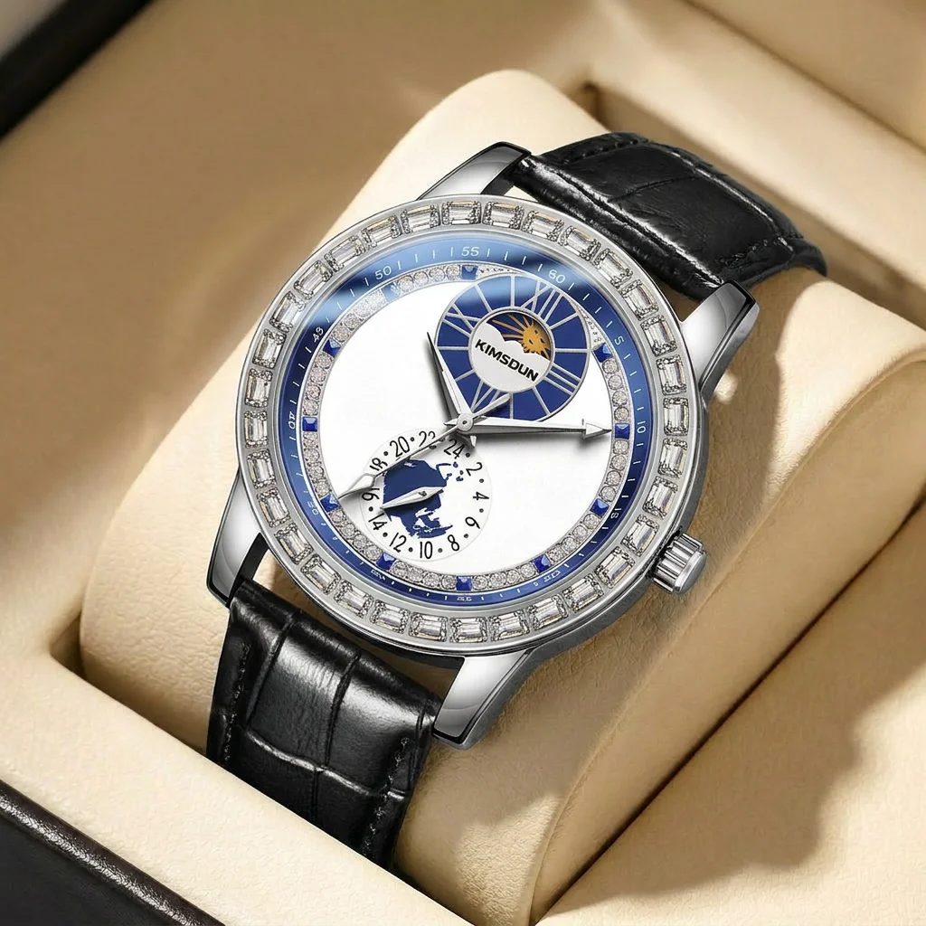 

1pcs Men's silver dial leather strap vintage fashion business chronograph calendar details Quartz Watch for business party holid