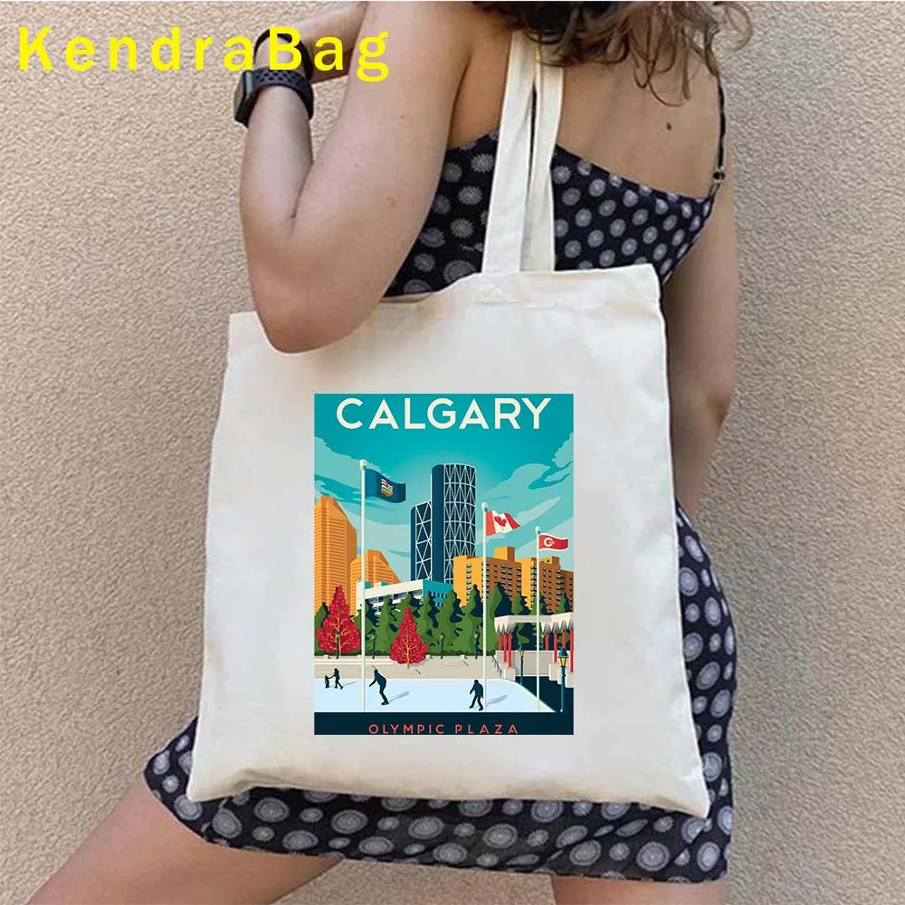 Toronto Quebec Montreal Canada Abstract City Landscape Vancouver Whistler Ottawa Canadian Halifax Calgary Poster Gift Totes Bags