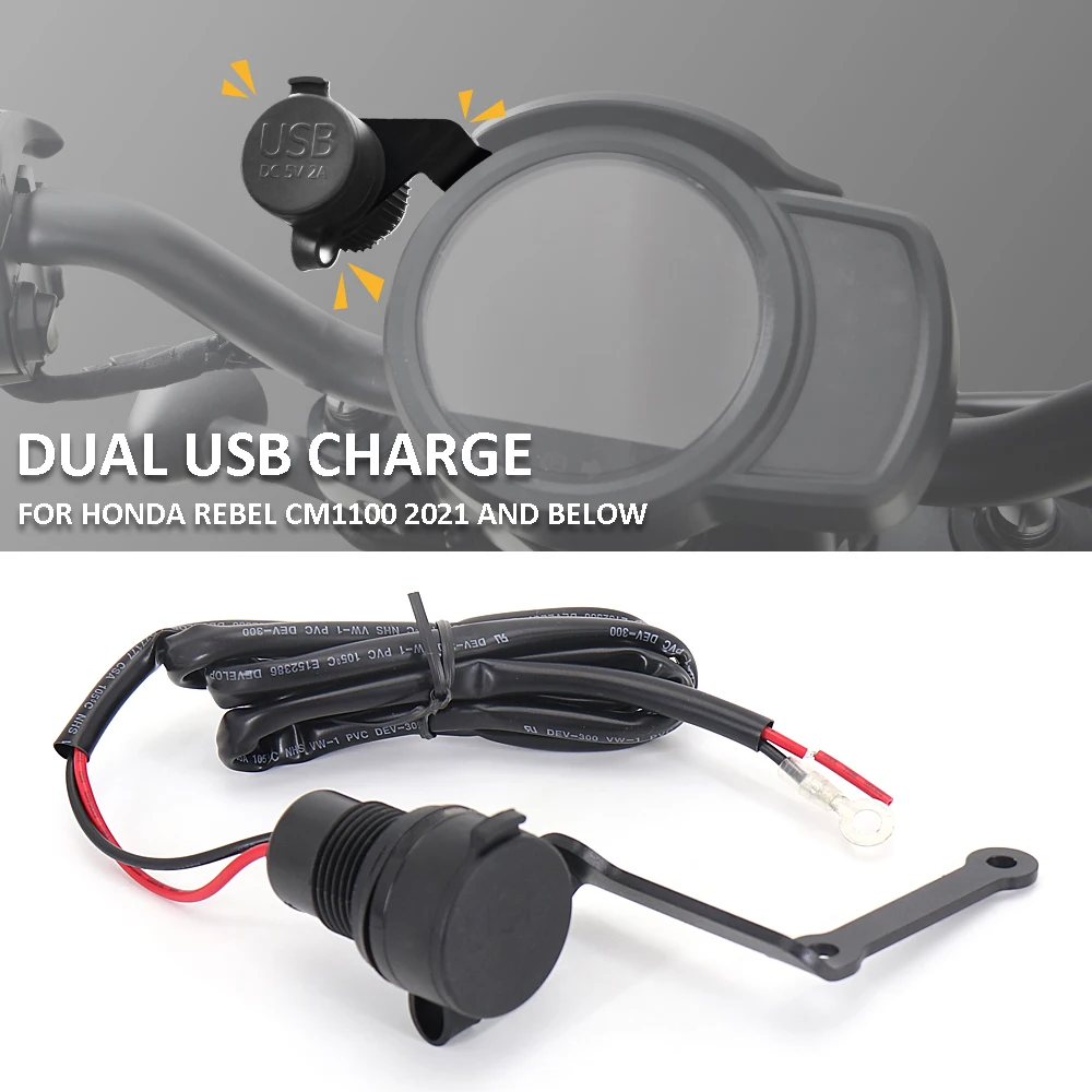 

Dual USB Quick Supply Adapter Universal Charge for Phone For Honda REBEL CM1100 CM 1100 2021 Motorcycle USB Charger Waterproof