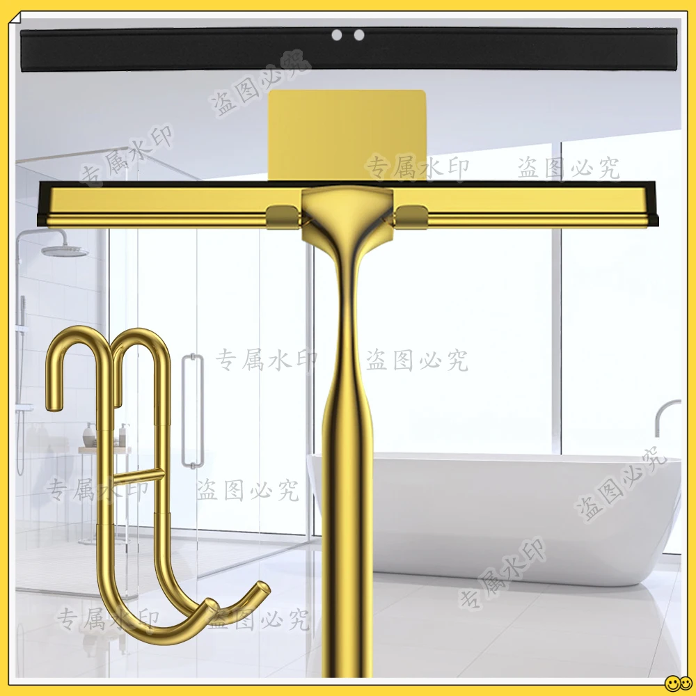 10'' INCH Shower Squeegee Window Wiper Replace Silicone Blade Rubber Scrape Stainless Steel Handle Glass Door S Hook Hanger