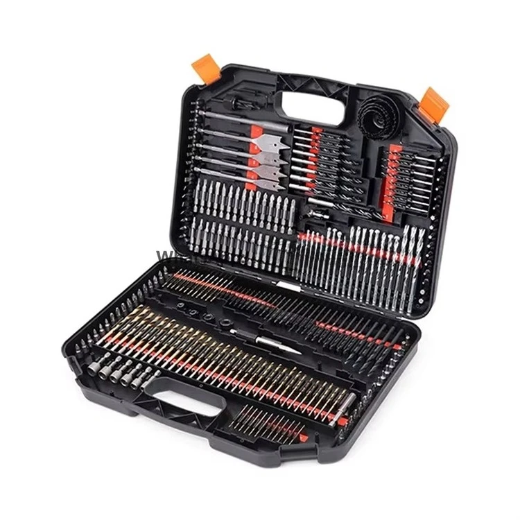 246Pcs Combination High Speed Steel Twist Drill Bit Set Hss Metal Wood Masonry Concrete Screwdriver Bits with Blow Mould Case