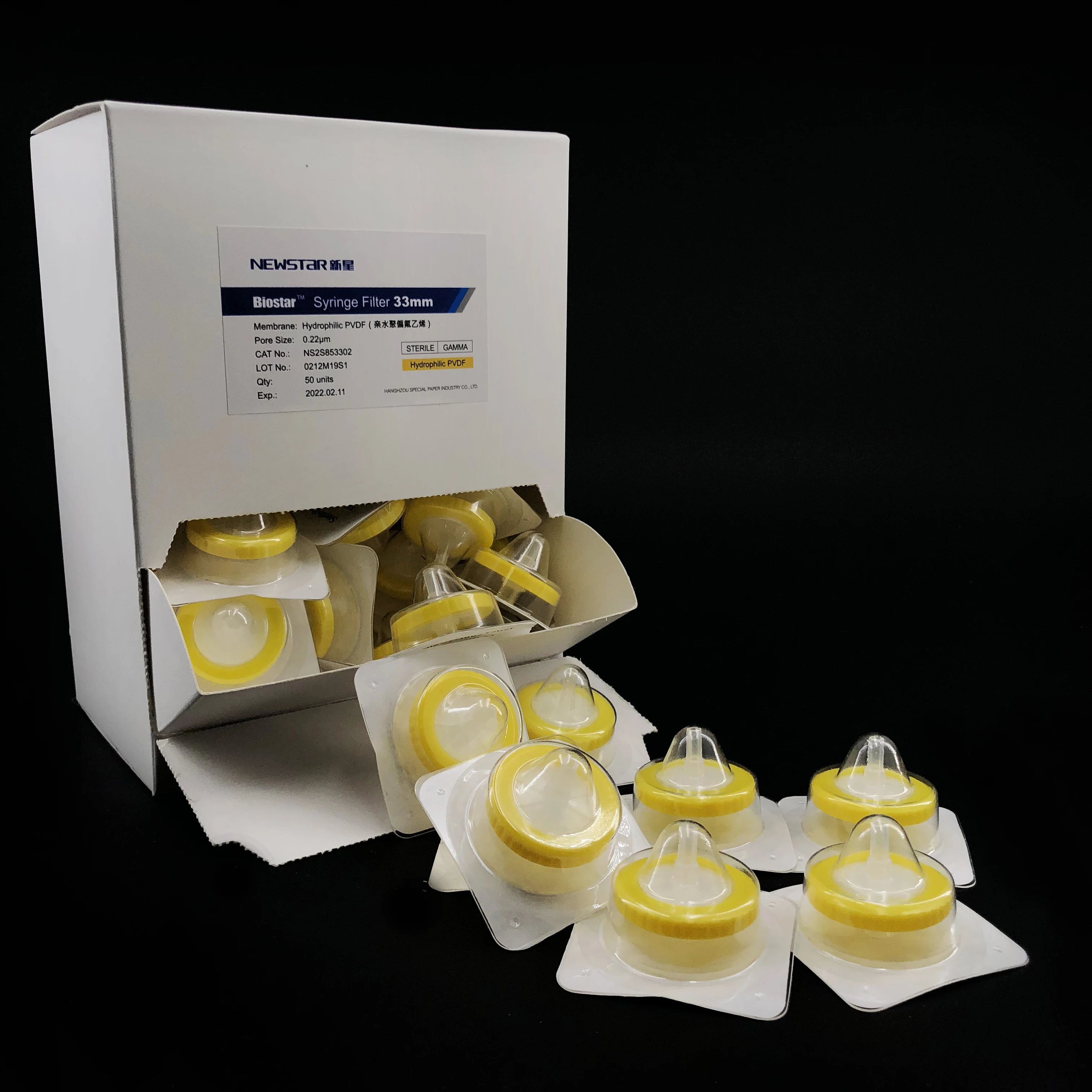 Sterile Nylon   Filter with Medical Grade PP Housing 33mm 0.22/0.45 Micron Individually Packed Newstar Brand