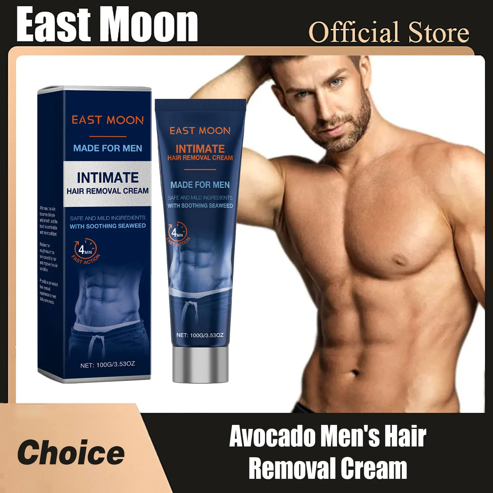 

East Moon Avocado Man Hair Removal Cream Intimate Areas Good Smelling Non Irritating Permanent Painless Body Beard Hair Remover