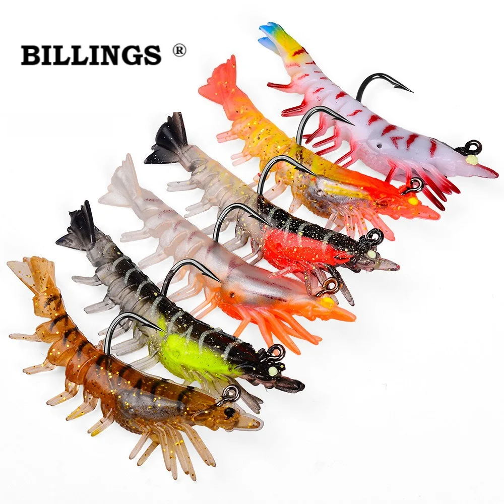 BILLINGS 1pc Artificial Shrimp Lure Pre-weighted Shrimp  Pra