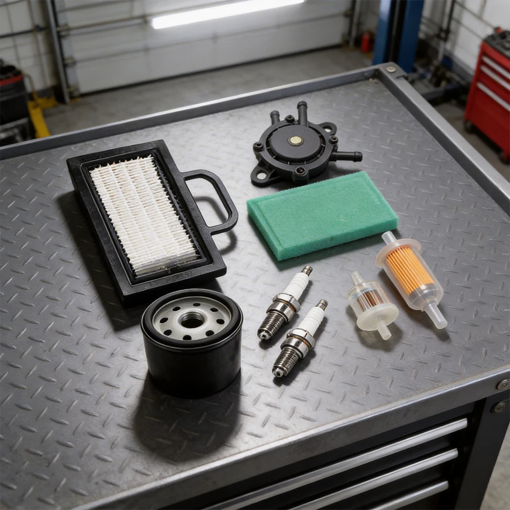 

Воздушный фильтр с предварительным фильтром, масляный фильтр, топливный насос и искровые фильтры для двигателя газонокосилки V-Twin 499486S