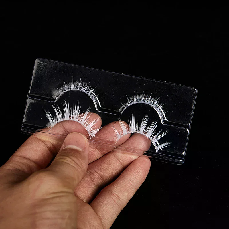 /YOV/2 Pairs White Upper & Lower False Eyelashes Soft Wispy Eyelashes Extension Tools