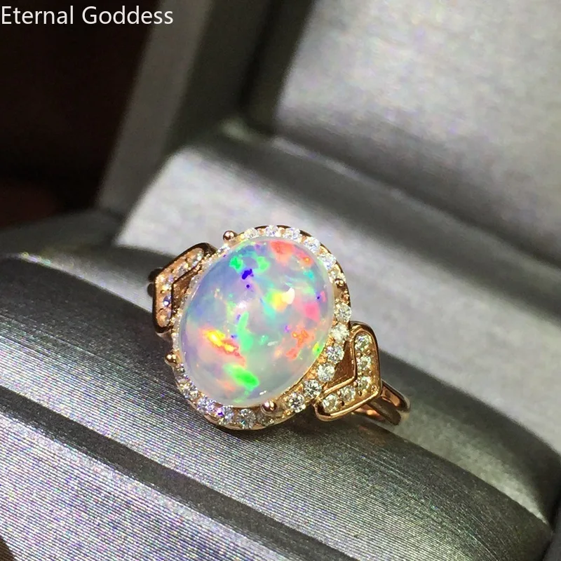 Genuine 925 Sterling Silver 100% Natural Opal Rings Silver Jewelry for Women Engagement Rings Fashion Opal Silver Rings