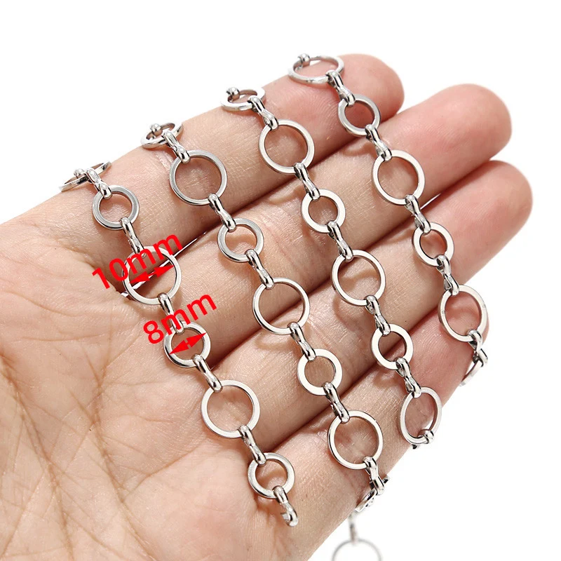 1M NO FADE Stainless Steel 10mm Circle Link Chain for DIY Women Necklace Bracelet Jewelry Making Water-resistant