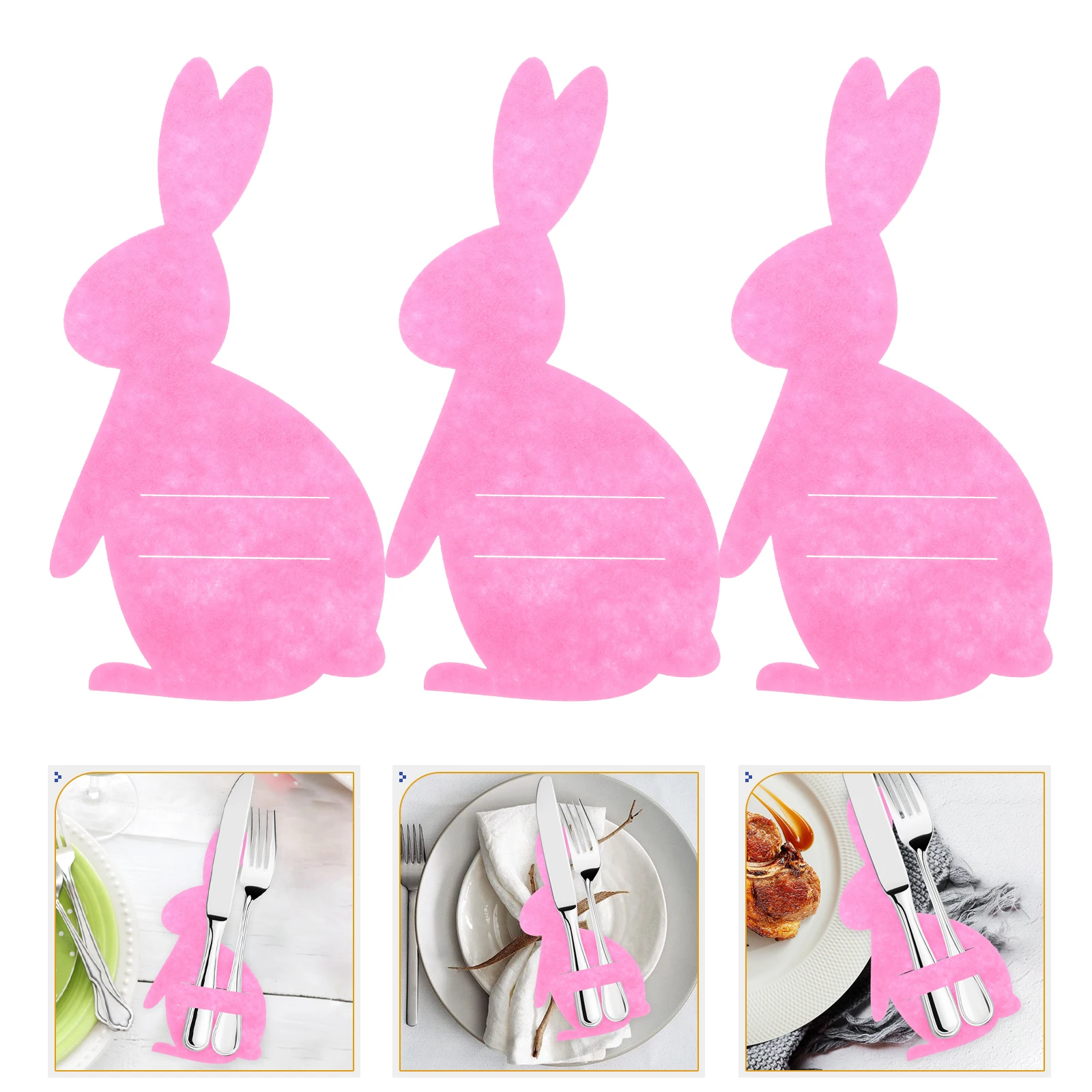 

4 Pcs Cutlery Rack Rabbit Tableware Set Banquet Serving Utensils Storage Cloth Bunny Bag